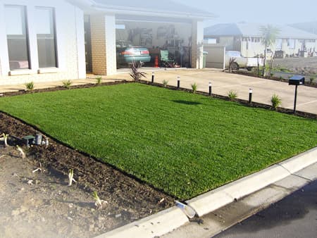 Completed residential instant lawn installation